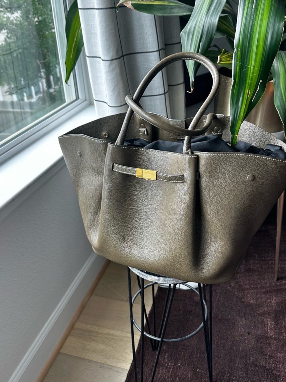 DeMellier Olive Green Pebbled Leather Tote
